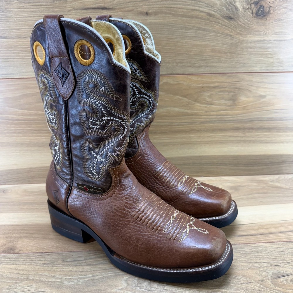 RED DIAMOND Youth Big Boys 5.5 Western Boots Brown Leather Square Toe
